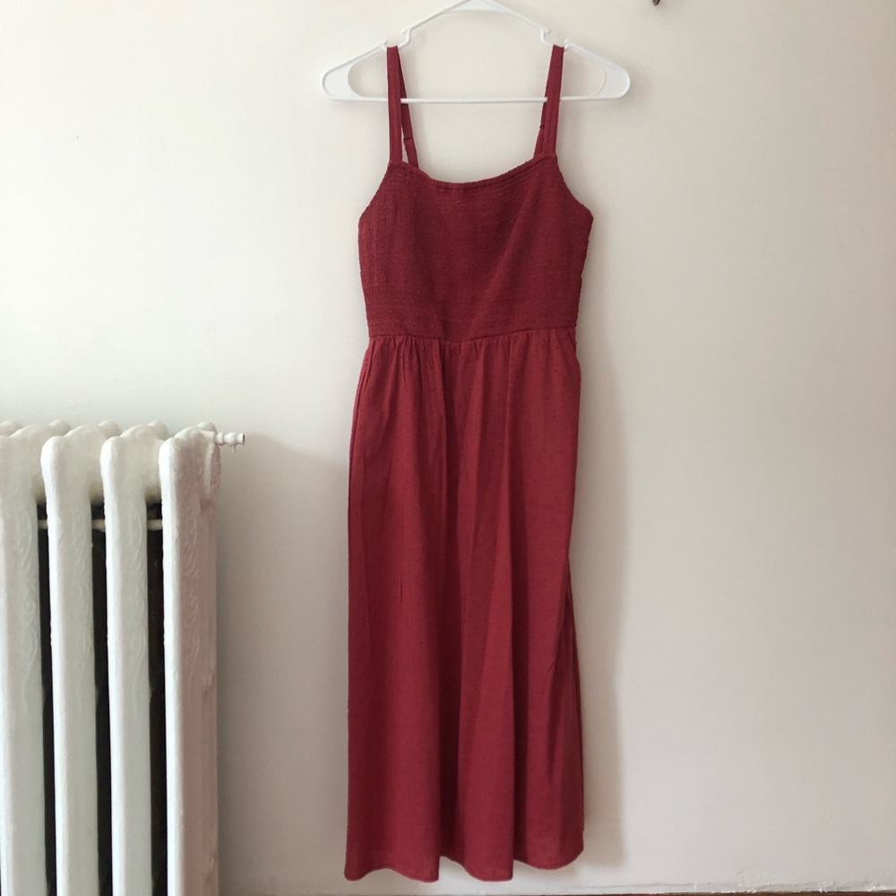 Smocked Fit and Flare Midi Dress